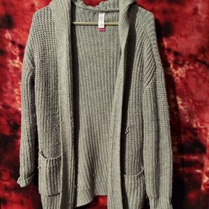 No Boundaries Gray Hooded Cardigan